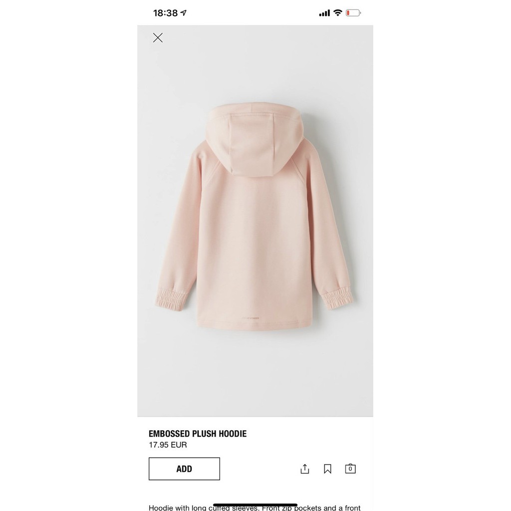 Bộ nỉ Hoodie Zara hồng