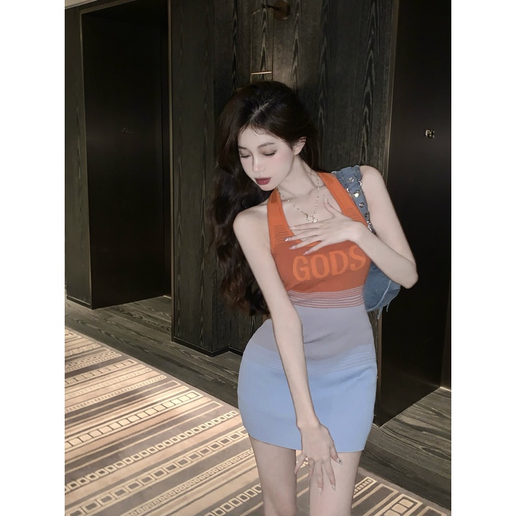 Cocory vn Đầm Mini Dáng Ôm In Chữ Màu Sắc Gradient Thời Trang Mùa Hè Quyến Rũ Cho Nữ