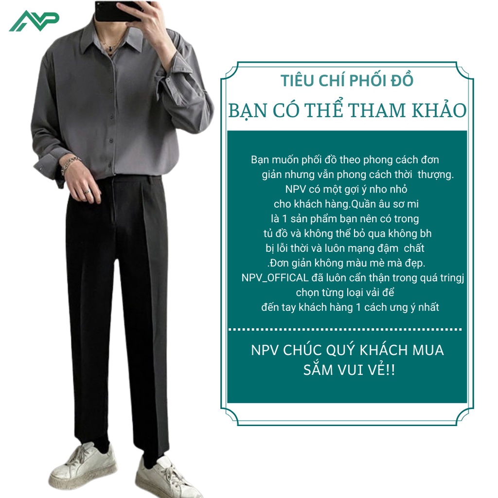 Quần baggy nam NPV ống rộng vải Hàn cao cấp chất liệu tây âu co giãn tốt Premium thời trang