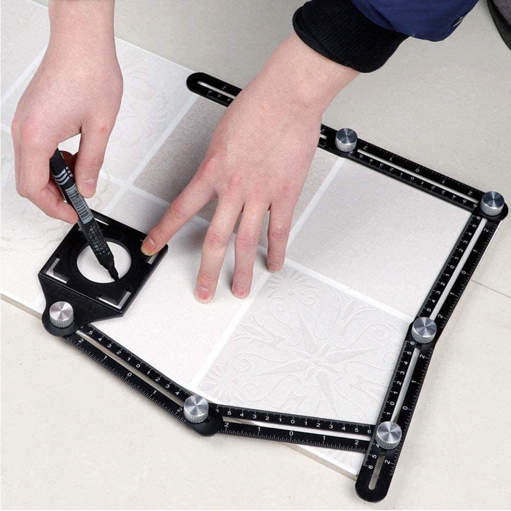 Thước đa năng 6 khúc 1m15 xác định lỗ góc cạnh khoan cắt khi ốp lát gạch men, thước thi công điện nước