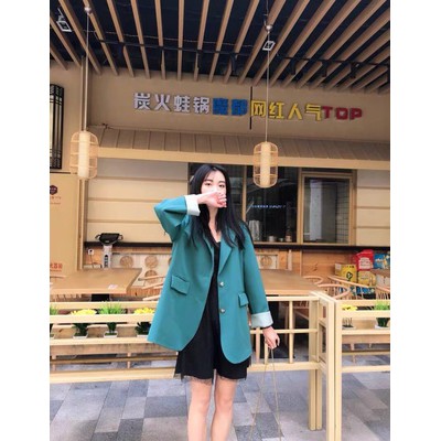 ( Hàng Đẹp) Ảnh thật 5 hình cuối-Set áo blazer kèm váy 2 dây xanh siêu xinh | BigBuy360 - bigbuy360.vn