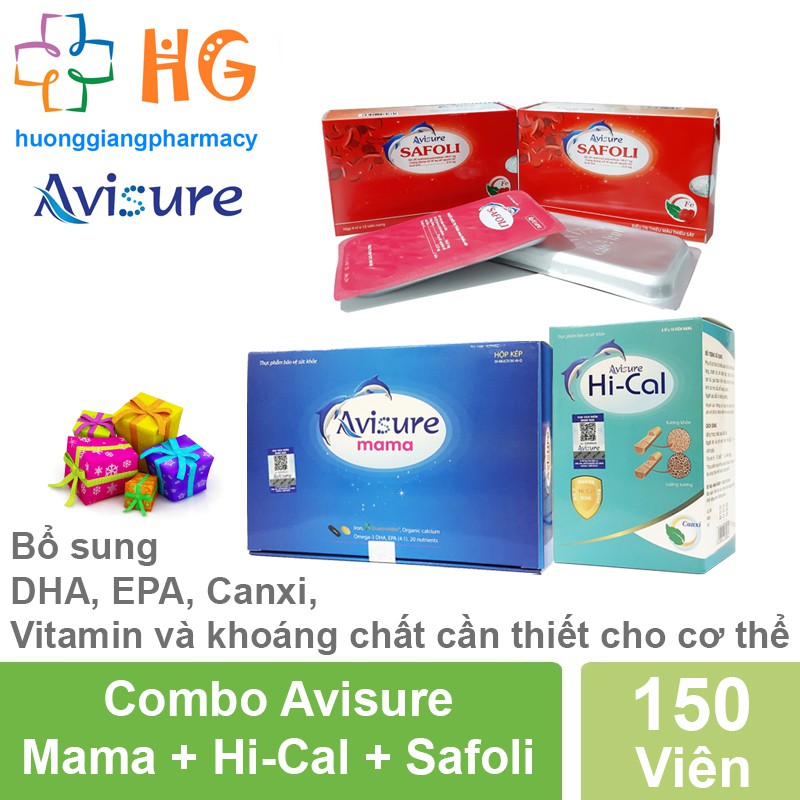 Combo Avisure Mama + Avisure Hical + Avisure Safoli-Bộ bà bầu, bổ sung vi chất toàn diện cho mẹ bầu, dinh dưỡng tốt nhất