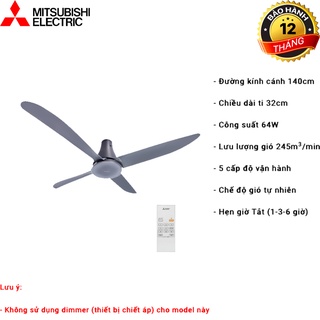 Quạt trần mitsubishi 4 cánh c56-ra4 cy-gy , c56-ra4 sf-gy bảo hành tại nhà