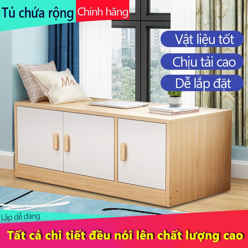 Tủ gỗ thấp kê cửa sổ, ban công , dọc tường nhiều ngăn có cánh cửa tiện lợi đa chức năng FU208