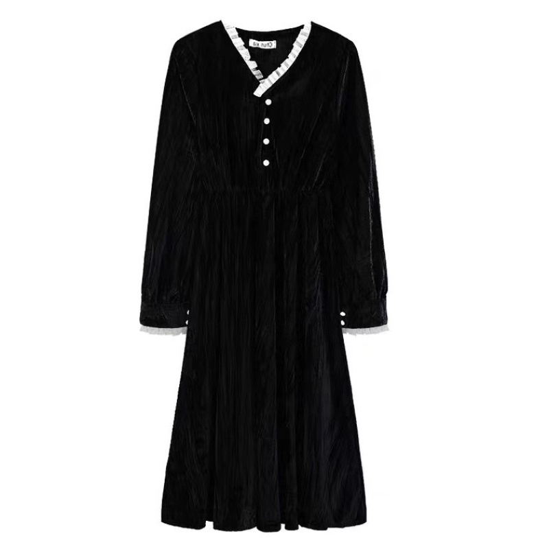 Đầm nhung phong cách retro mùa thu thời trang Hàn Quốc cho nữ