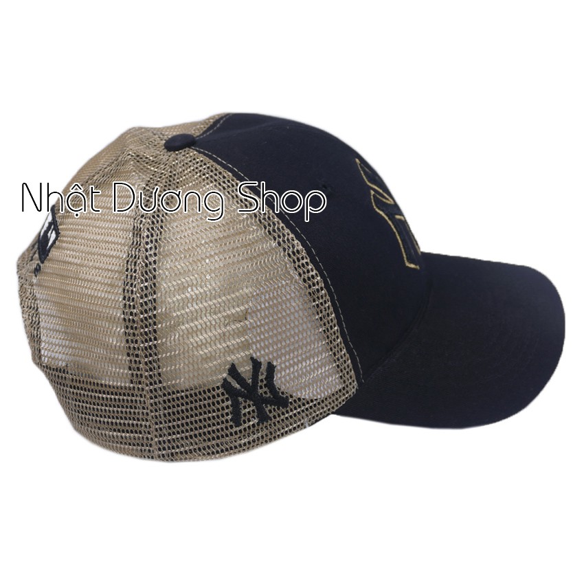 Nón kết lưới thêu chữ NY, khóa nhựa bền đẹp - Đen &amp; Kaki
