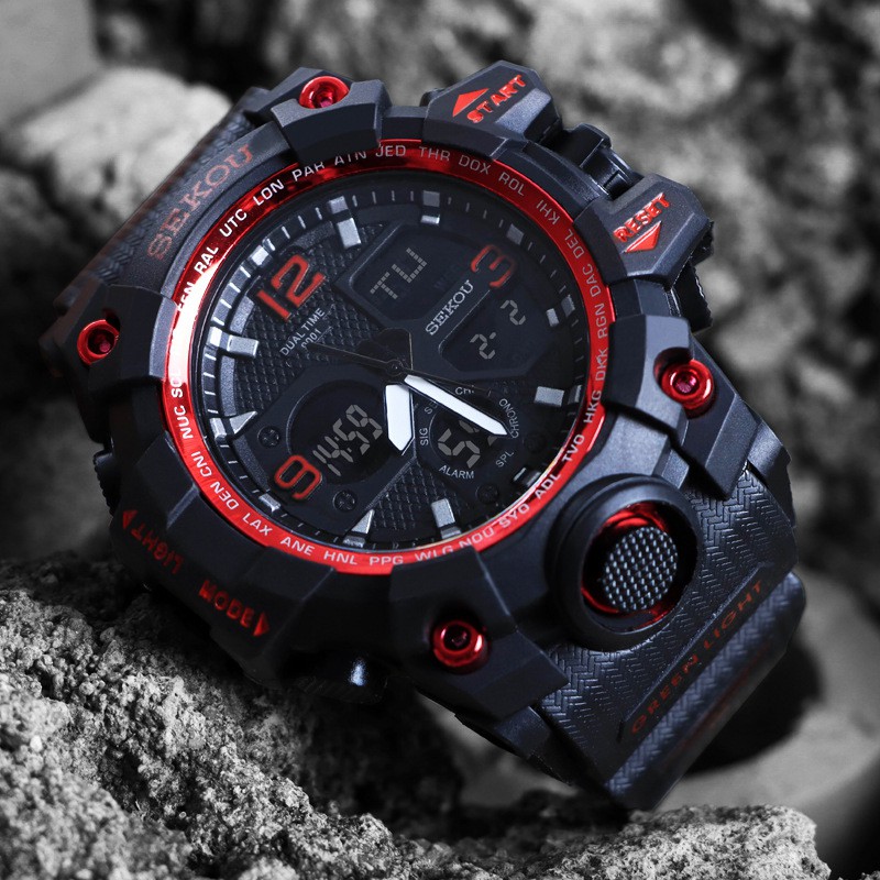 Đồng hồ thể thao nam điện tử dây cao su chính hãng SEKOU 9001 | BigBuy360 - bigbuy360.vn