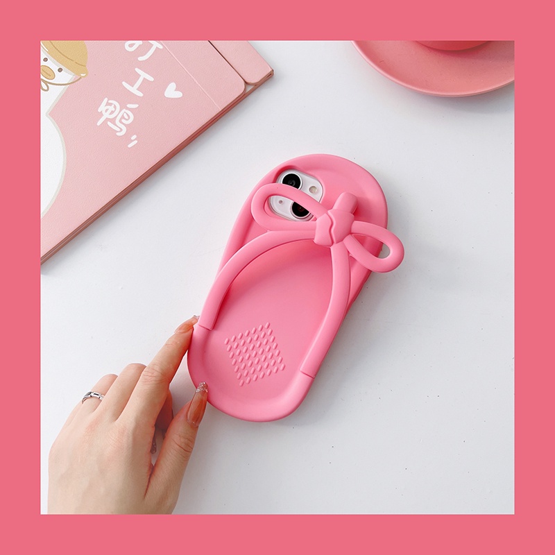Ốp lưng điện thoại màu hồng chống sốc cho iphone 13 pro 12 pro max silicon mềm iphone 11 pro xs max xr x / xs 6 7 8 plus ốp điện thoại hình dép vui nhộn