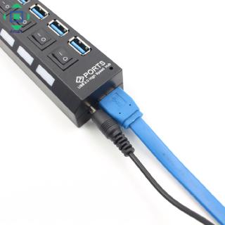 Hub 7 cổng USB 2.0 3.0 có nút + dây cáp tốc độ cao