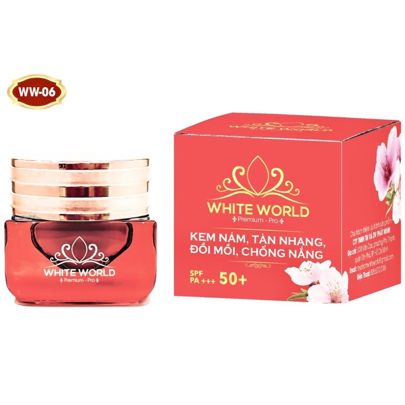 KEM NÁM TÀN NHANG ĐỒI MỒI CHỐNG NẮNG WHITE WORLD CAO CẤP SPF50+/PA+++ DAY CREAM WW-06 18GR