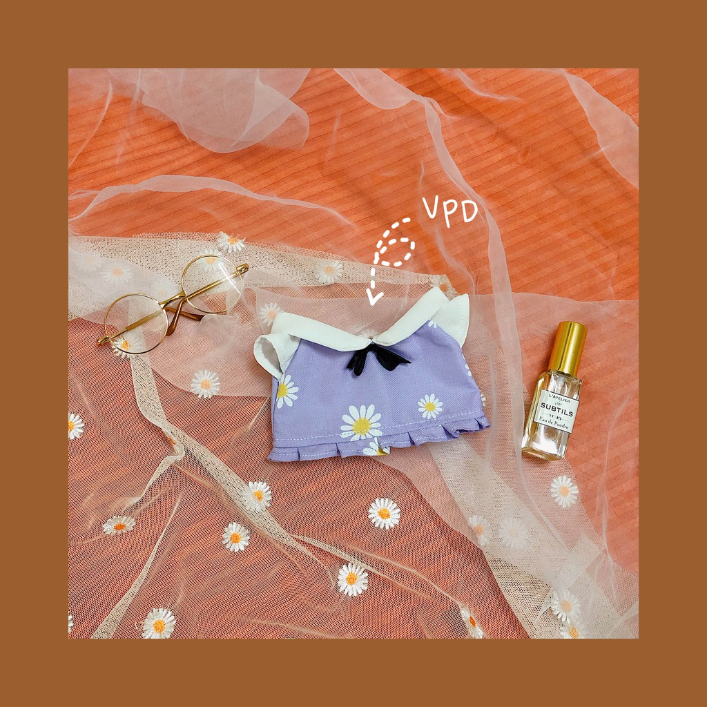[ OUTFIT CHO DOLL ] Váy hoa cúc tím