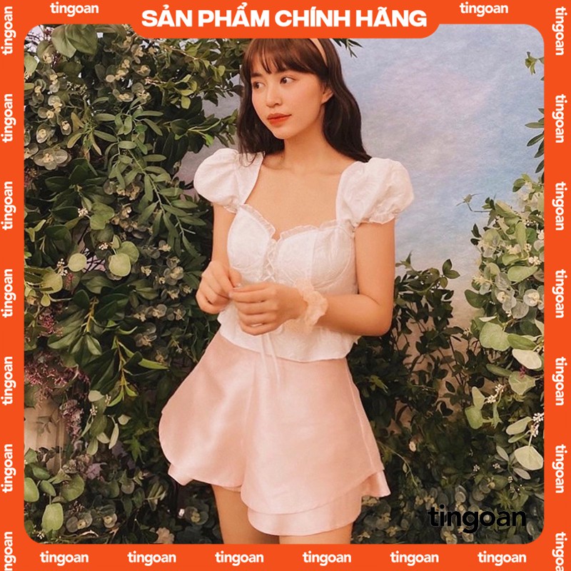 Quần váy tafta cạp cao xoè 2 tầng hồng CHARMIE SKORT/PK