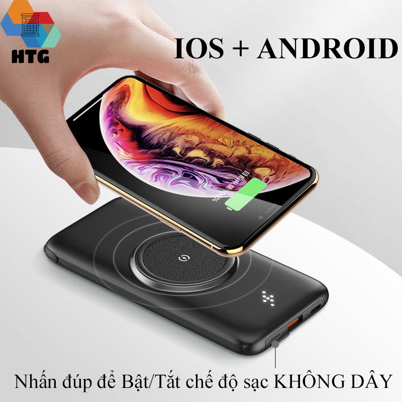 Pin sạc dự phòng 20000 mAh Cyke P1 Plus tích hợp 3 dây sạc nhanh cùng với sạc không dây