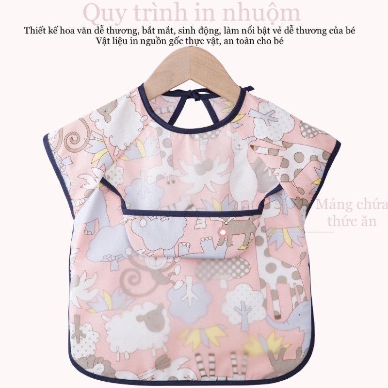 Áo yếm ăn dặm xuất Nhật cộc tay, mẫu mới 2022, hoạ tiết xinh xắn, dễ vệ sinh