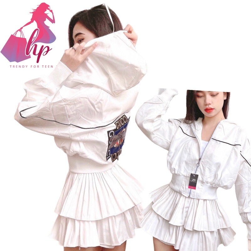 áo khoát nữ phi xà cừ cao cấp phối kim sa có nón mẫu siêu cool 2021