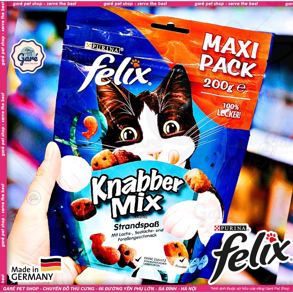 200gr - Bánh thưởng Felix Knabber Mix cho Mèo lớn Mèo con nhập Đức hương Gà &amp; Cá - Snack Knabber Mix for Cat &amp; Kitten