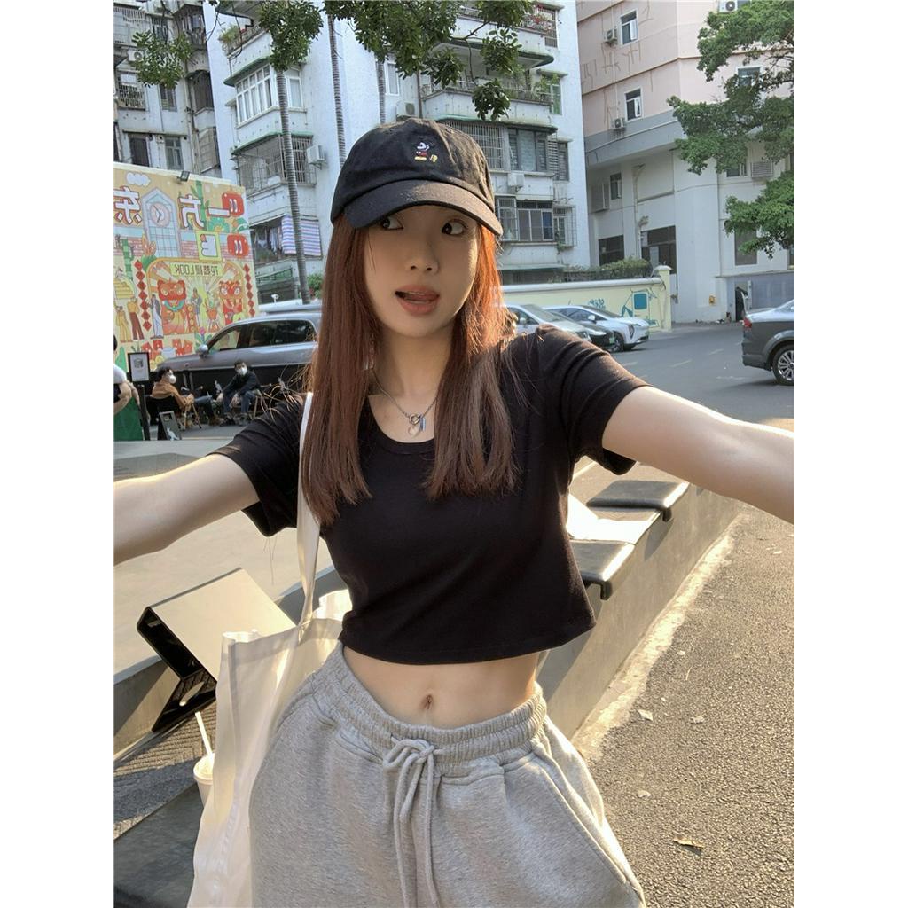 Áo Thun Ngắn Tay Dáng Ôm Màu Trơn Thời Trang 63502