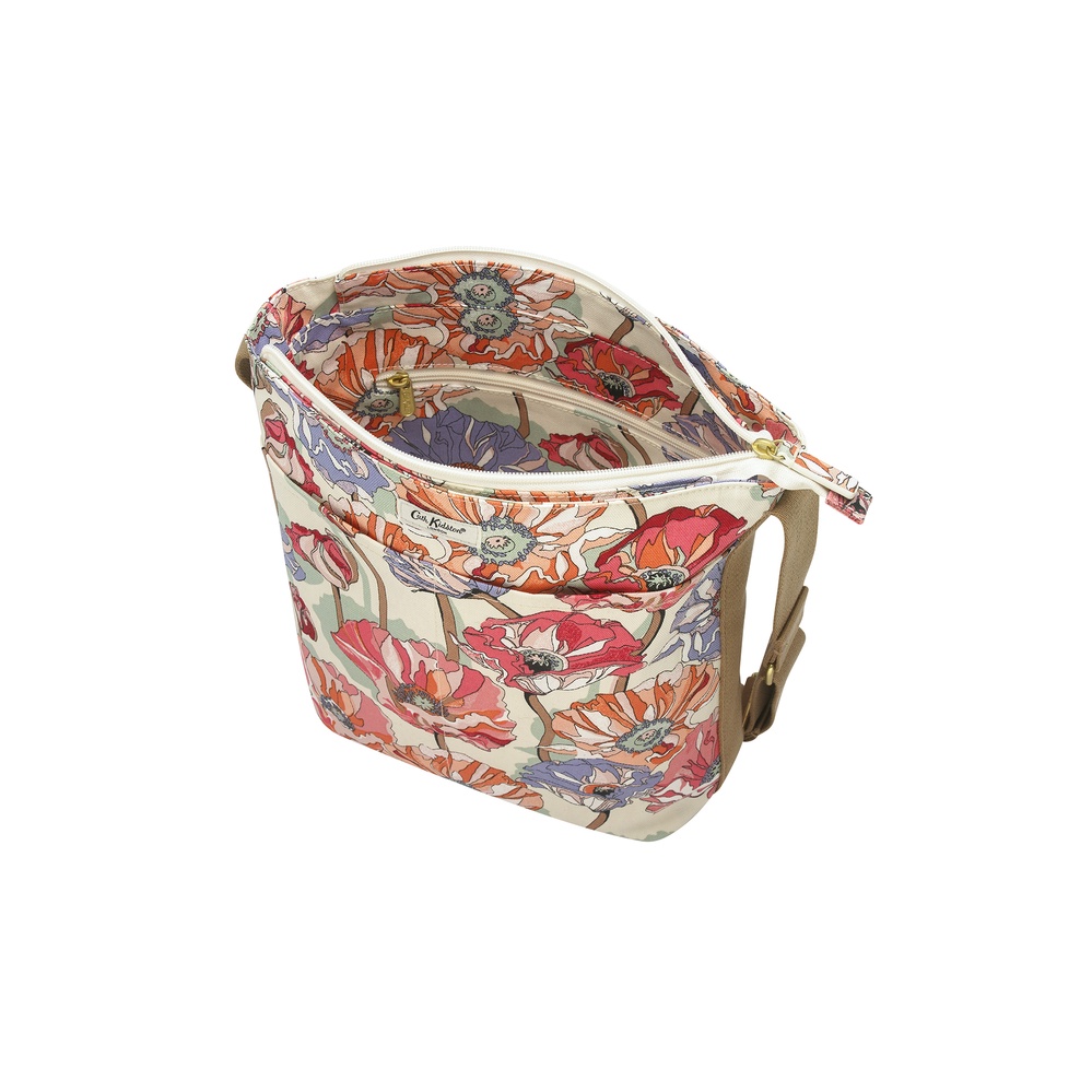 Cath Kidston - Túi đeo chéo/Zipped Messenger Bag - Summer Poppy Midscale - Pink/Cream -1048698