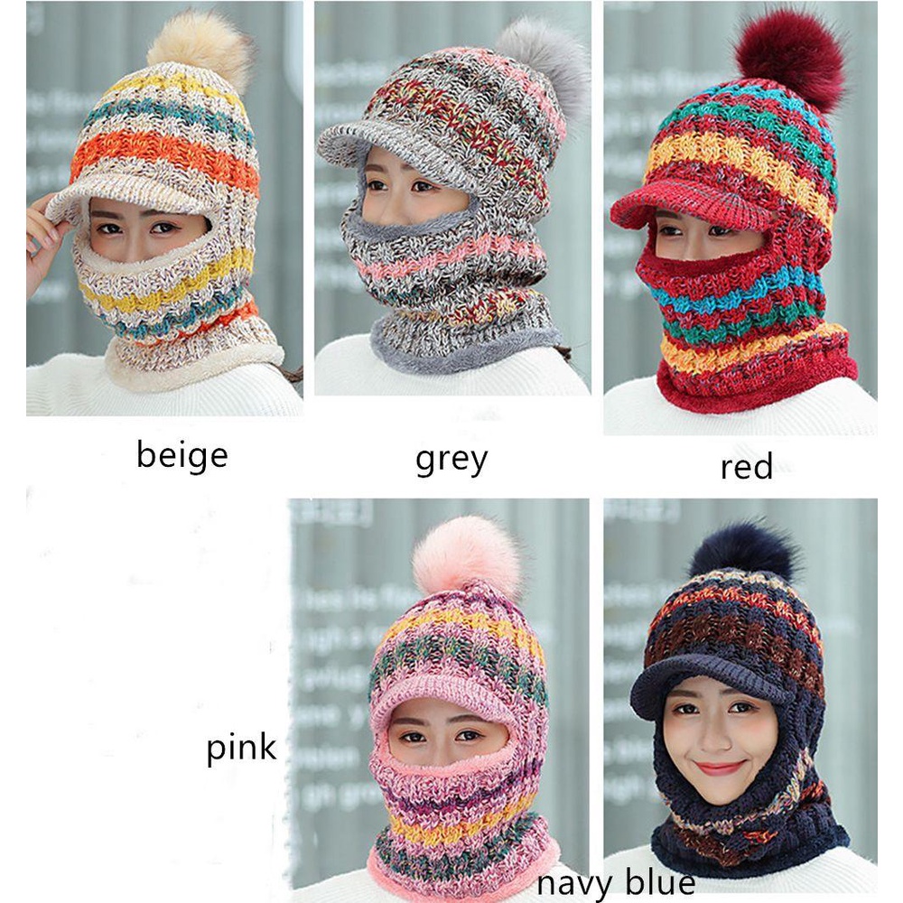 Future Mũ Dệt Kim Dày Dặn Bảo Vệ Tai Kèm Khăn Choàng Cổ Đính Bóng Lông Đầu Lâu Cho Nam