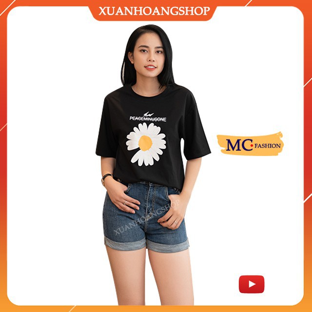 Áo Thun Nữ Tay Ngắn Đẹp, Vải Cotton Thấm Hút Mồ Hôi, Không Cổ 3 Màu ( Đen, Xanh, Tím Nhạt ) Mc Fashion Ap203 . '