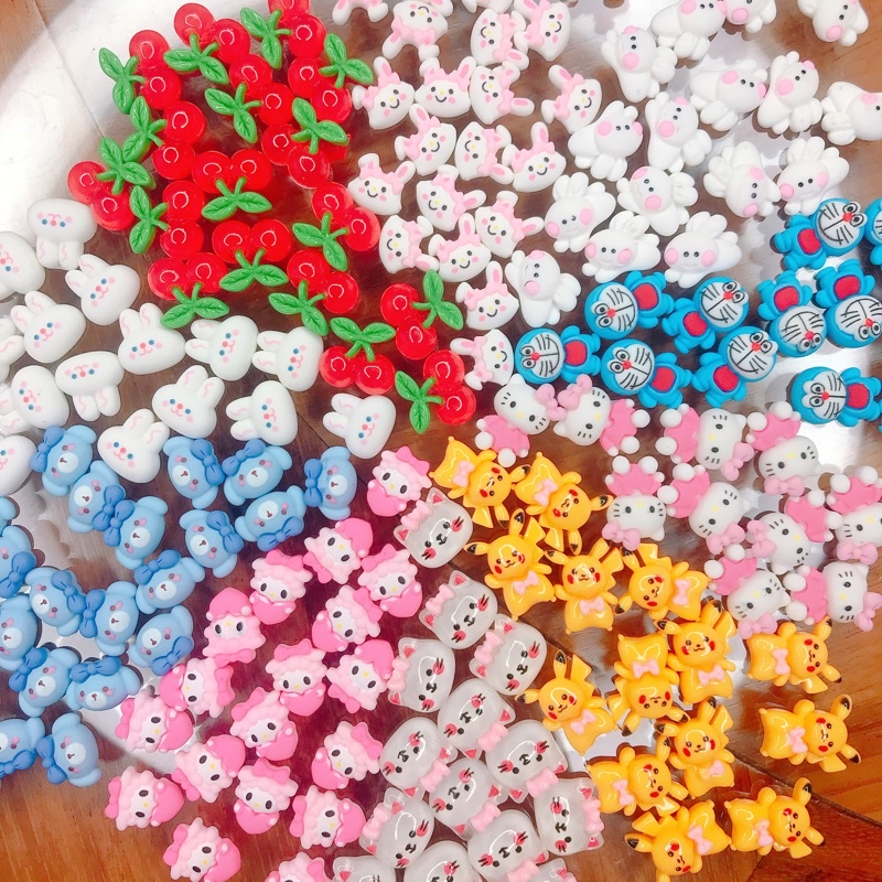 Set 2 Charm trang trí móng tay Nail size lớn hình Thỏ, Mèo, Chó con