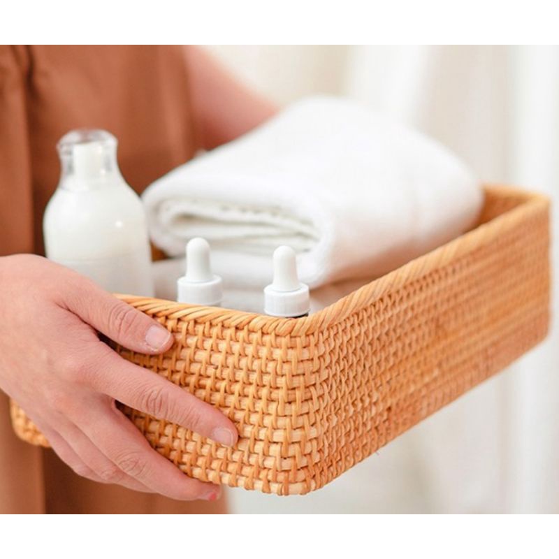 Khay mây guột tự nhiên đựng đồ đa năng hình chữ nhật