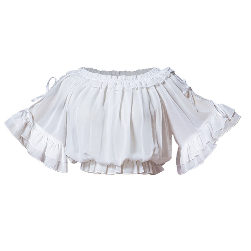 Áo Kiểu Chất Chiffon Tay Lỡ Phối Nơ Phong Cách Lolita