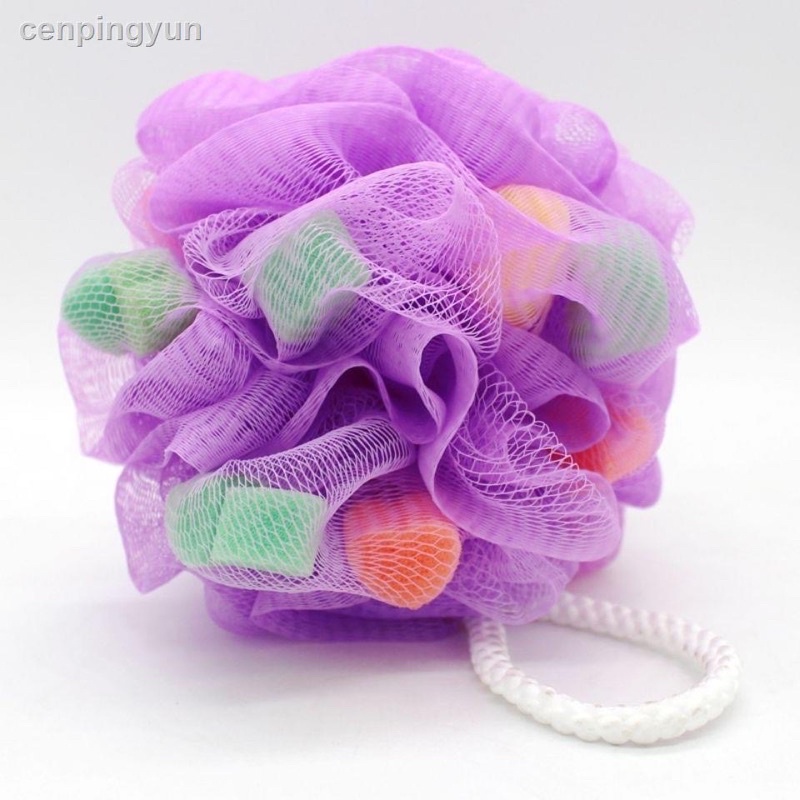 Bông tắm vải lưới mềm mại có túi sịn sò ( giao màu ngẫu nhiên )