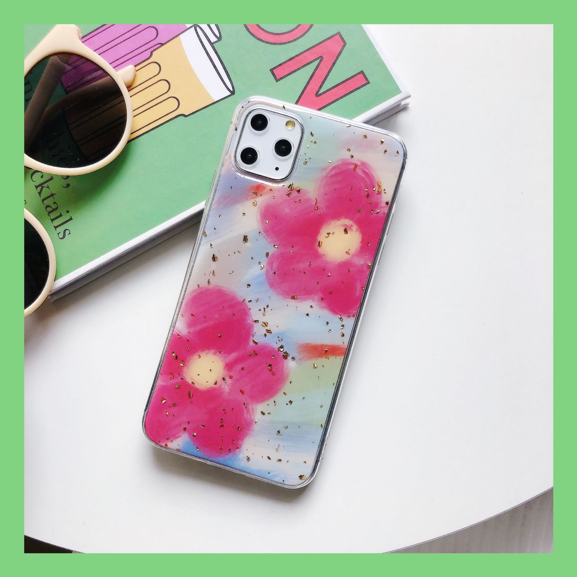 iphone case Gold foil watercolor flower for 11 / 12 promax Apple XS / XR case iPhone 8plus / 7p women