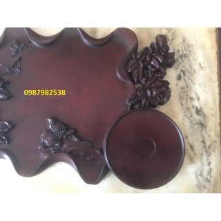 Khay trà gỗ gụ Hoa hồng cổ