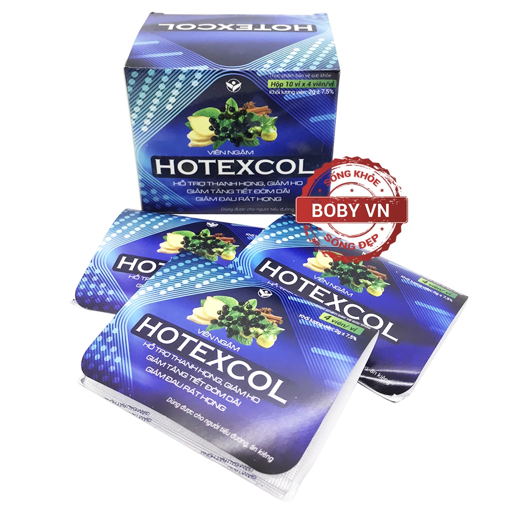Viên Ngậm HOTEXCOL Hỗ trợ thanh họng, giảm ho - 4 viên/vỉ - Boby