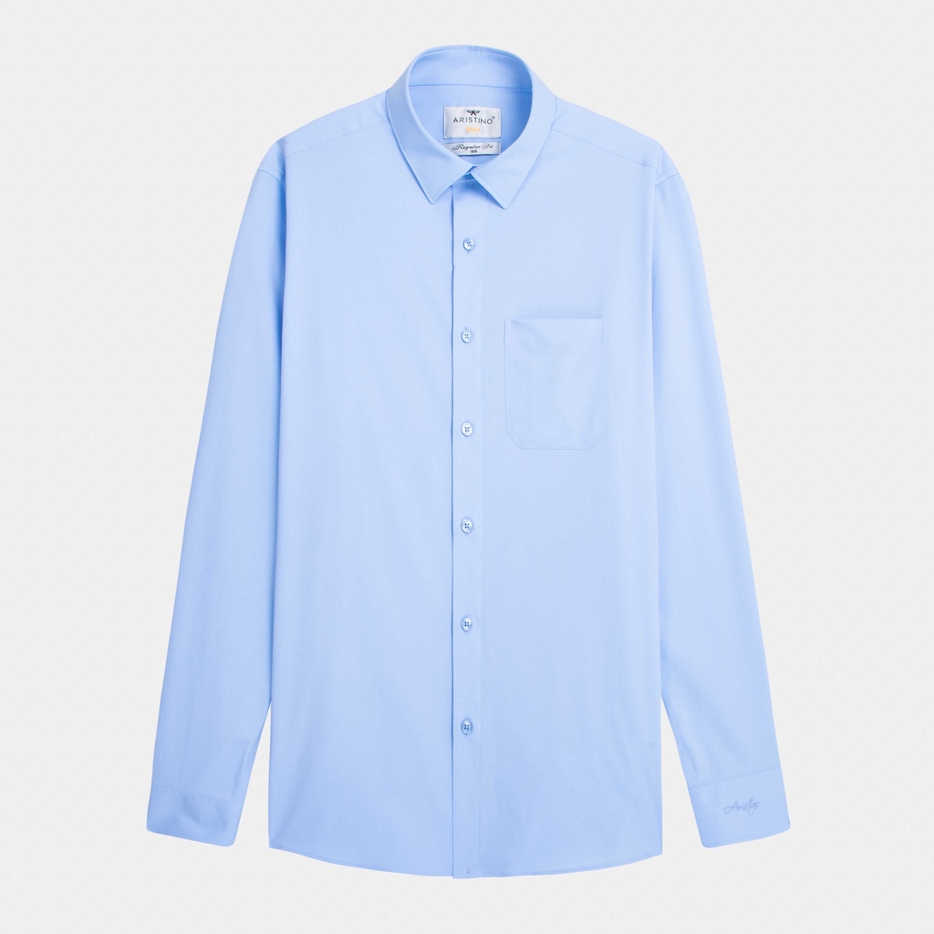 Áo sơ mi nam dài tay ARISTINO họa tiết xanh solid dobby thanh lịch, nhã nhặn-  ALS10502