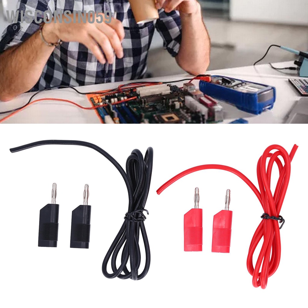 Wisconsin059 Banana Test Lead 4mm Male to 32A 1000V Red Black Set Kit for Electricity