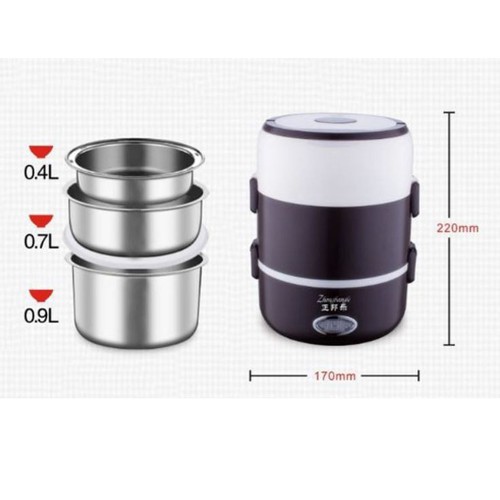 HỘP CƠM HÂM NÓNG CẮM ĐIỆN 3 TẦNG INOX | BigBuy360 - bigbuy360.vn