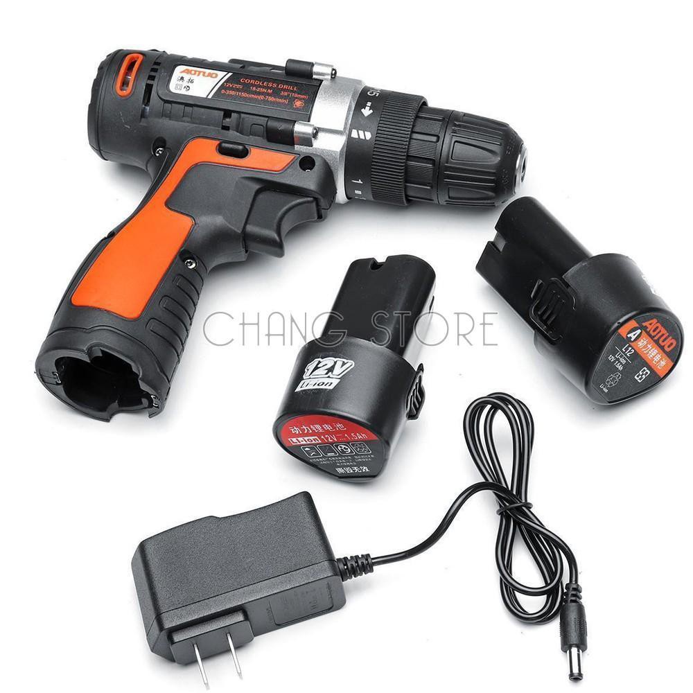 Máy Khoan Vặn Vít Không Dây Aotuo 12V Tốc Độ Có Đảo Chiều