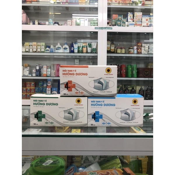 Khẩu trang y tế Hướng Dương Kháng khuẩn hộp 50 chiếc