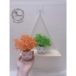 Lọ gốm kèm hoa khô
