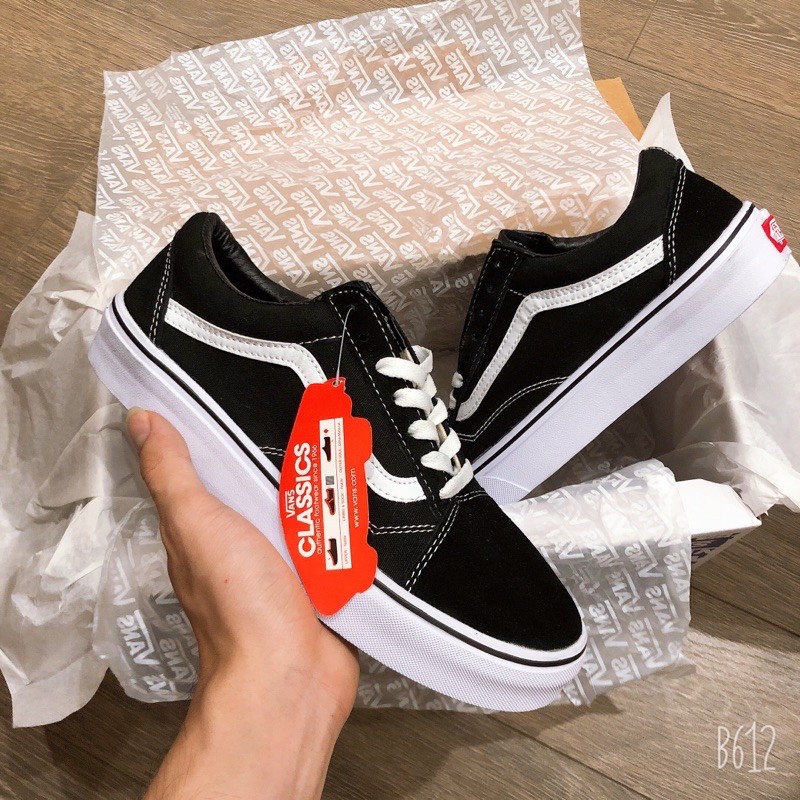 Giầy vans đen da thật lót trắng 1:1 ( full box + free ship )