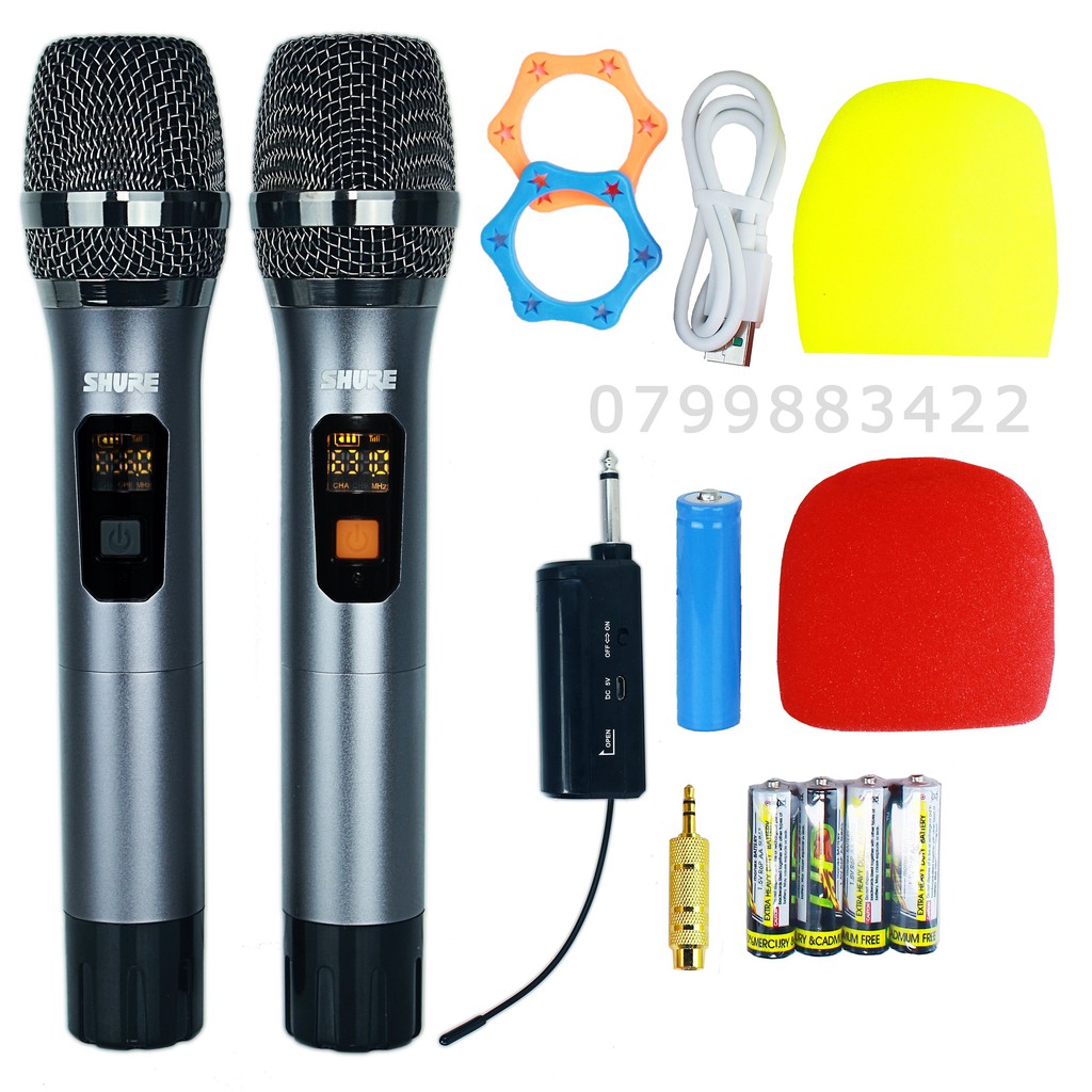 Micro Karaoke Không Dây SHURE U2000 Chính Hãng Cực Hay-Toàn Thân Hợp Kim Nhôm-Bảo Hành 12 Tháng - 1 đổi 1 Trong 7 Ngày