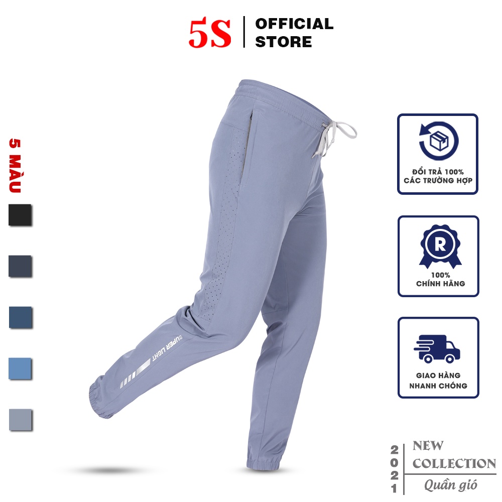 Quần Thể Thao Jogger Nam 5S (5 Màu) Vải Gió, Dáng Thể Thao, Bo Ống Trẻ Trung, Lưng Chun Thoải Mái (QGD21012)