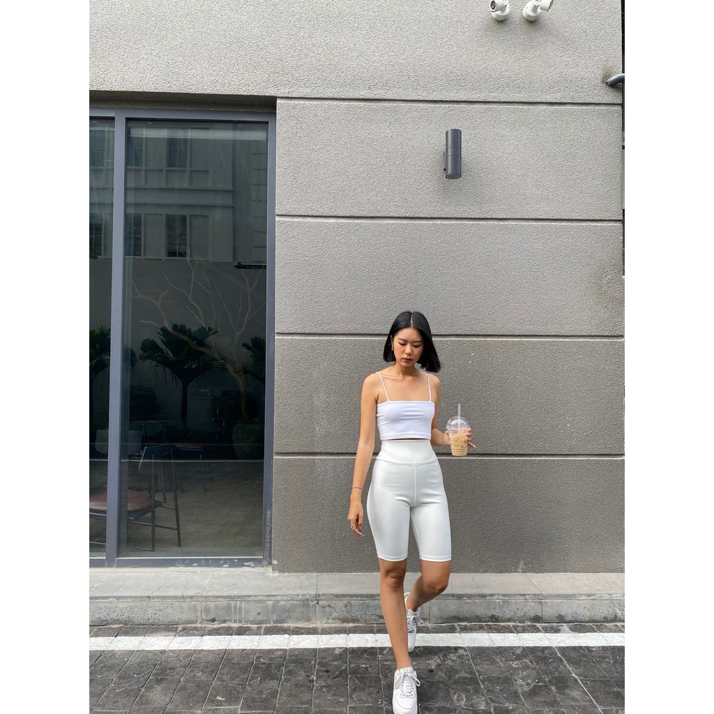 Là min - Áo Croptop  Hai Dây Màu Trắng