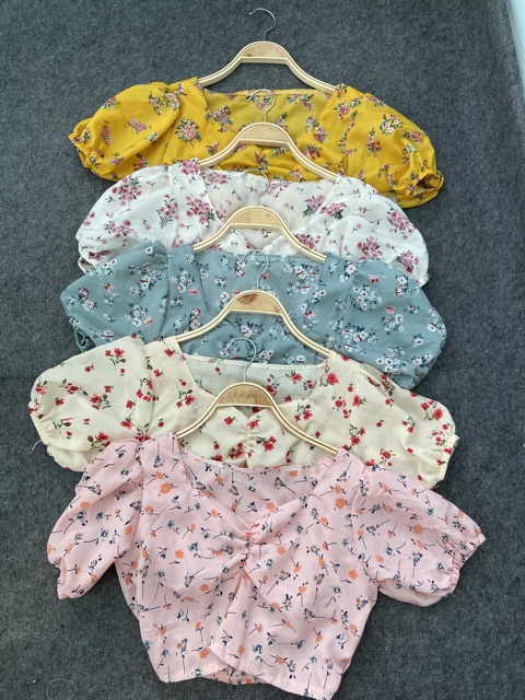 [ Mã WASTAPR giảm 10K đơn 50K] ÁO VOAN HOA CROPTOP ( màu thật trải sàn) | BigBuy360 - bigbuy360.vn