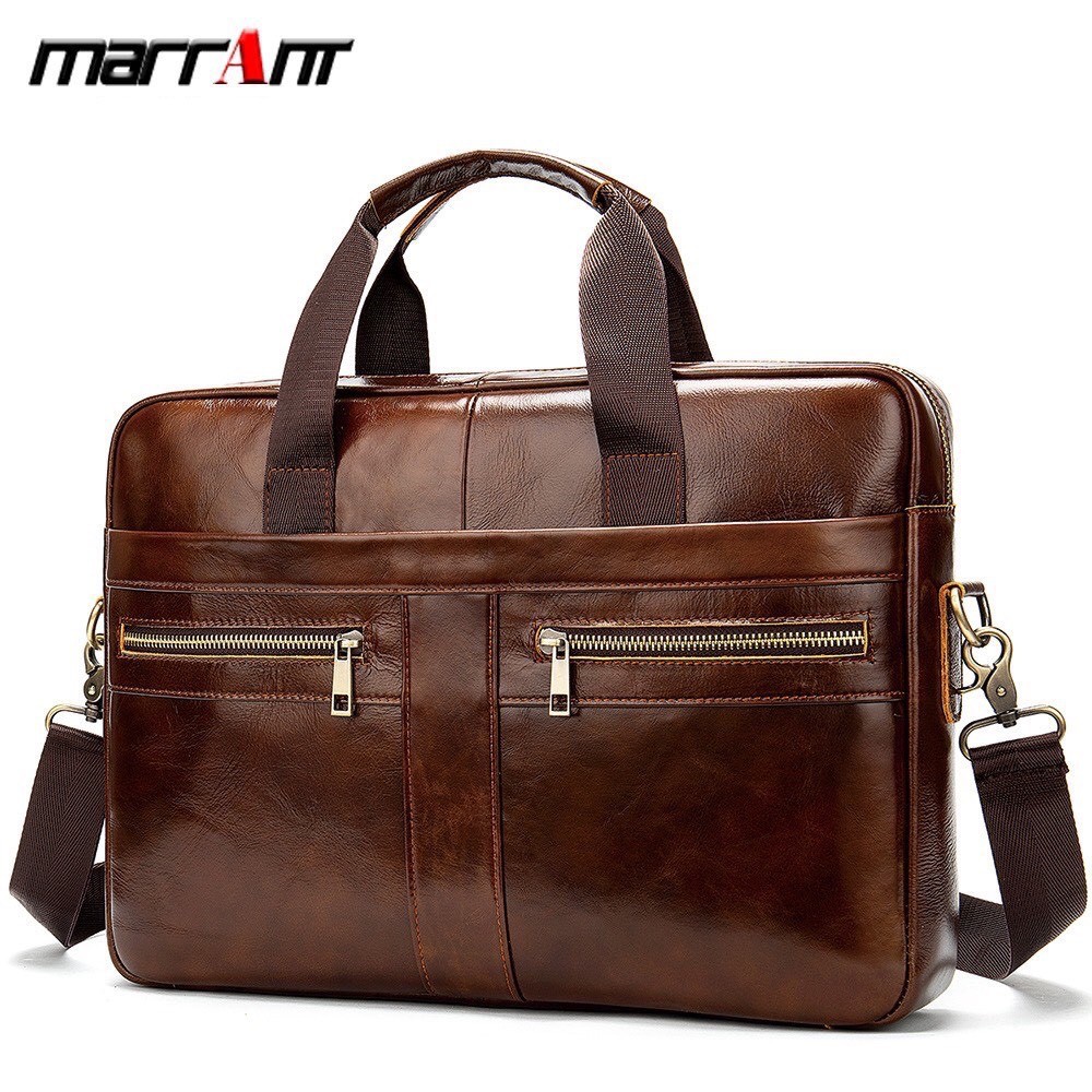 Túi xách cặp da bò đựng laptop T13 39x27x7cm bảo hành da 12 tháng (Nâu đậm - Nâu sáng - Đen)