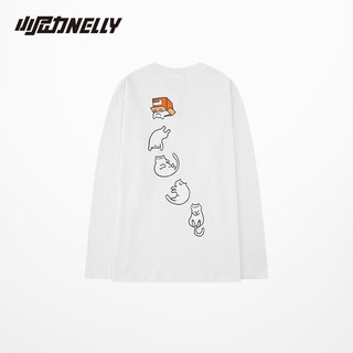Áo thun dài tay NELLY cotton 100% dáng unisex form rộng in hình box miao