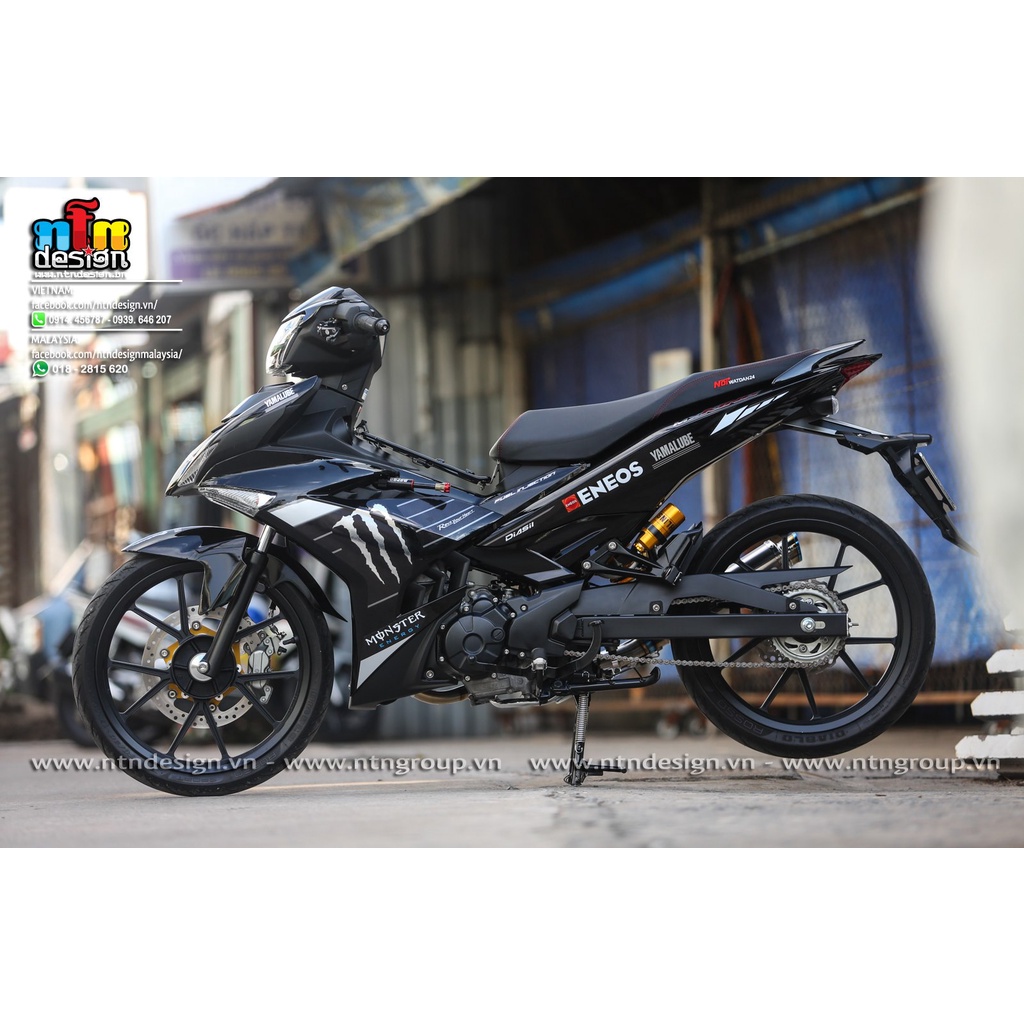 Tem Rời Dán Xe Exciter 150 Mẫu Monster Trắng Đen Cực Chất, Hàng 3 Lớp Chất Lượng Cao