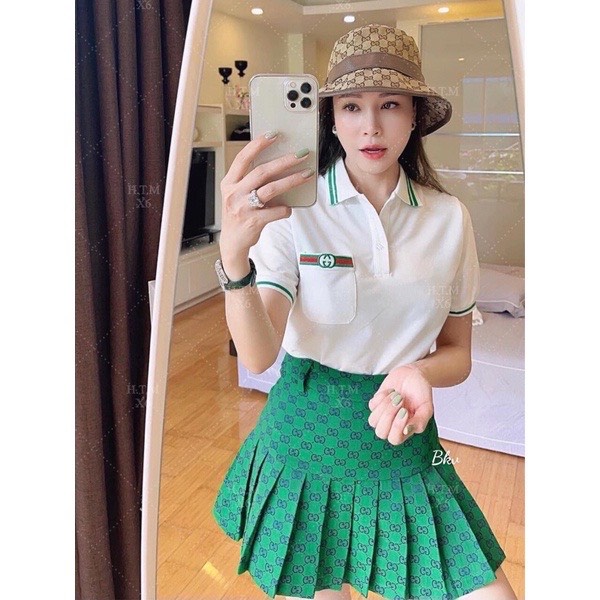 Set Chân Váy Xếp Ly Và Áo Gucci Dễ Thương Baby Ảnh Thật