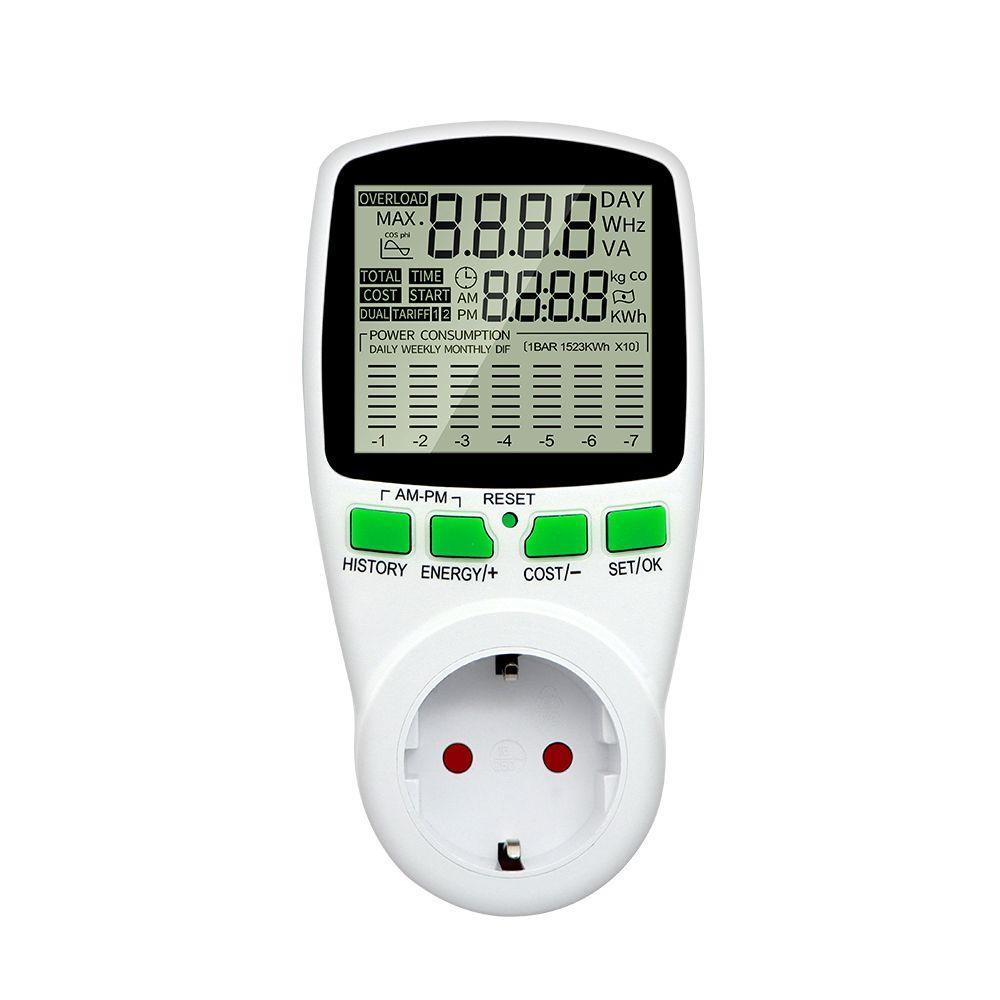 BTLIMER EU Energy Monitor Voltmeter Power Consumption Electricity Meter Socket Plug Watt Monitor Digital Current Meter Measuring Electricity Cost Analyzer Wattmeter Energy Power Meter