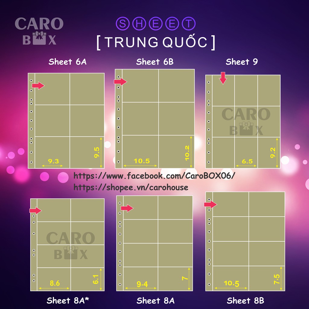 SHEET TRUNG QUỐC  - Bìa Nhựa Đựng Hình