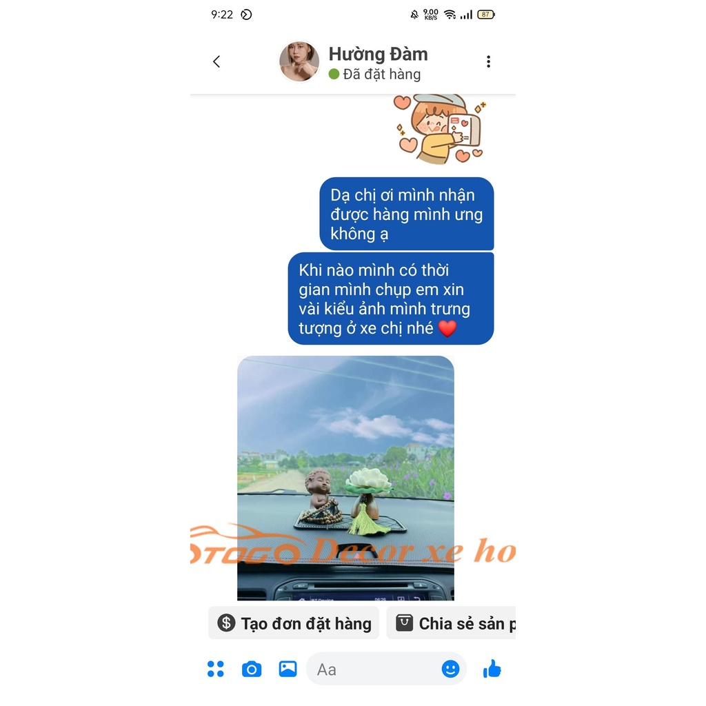 Set Tượng Phật Gốm Và Mộc Liên Hoa , Đồ Trang Trí Ô Tô, Xe Hơi