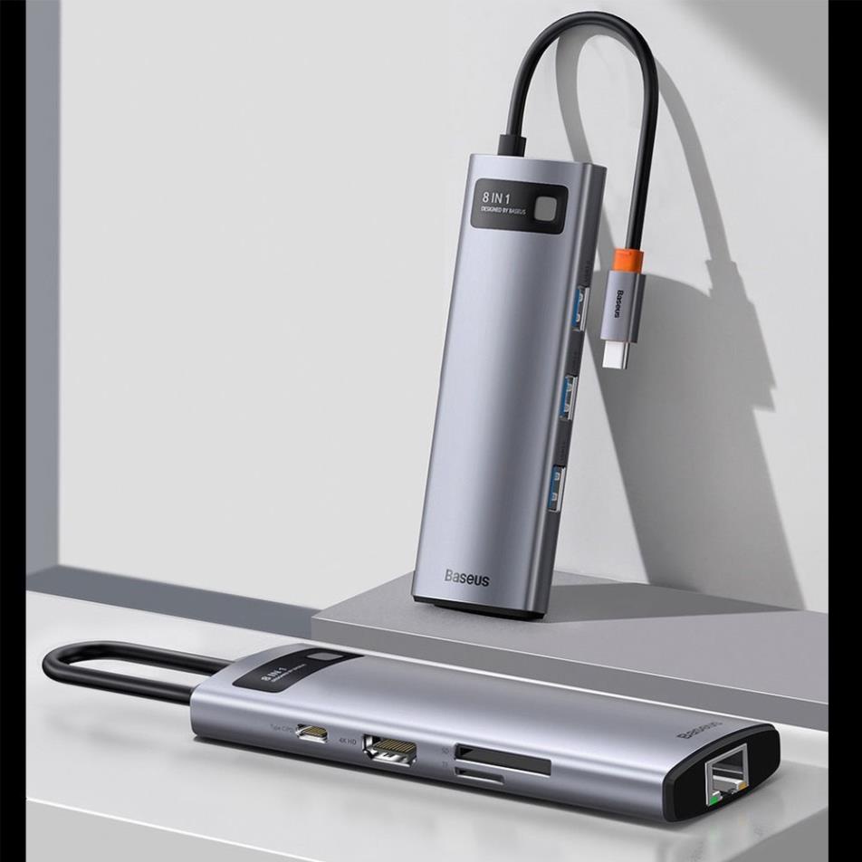 Bộ Chuyển Đổi Đa Năng Baseus 8 in 1 HUB HDMI 4K , USB 3.0 ,PD 100W , SD 2.0 , LAN Cho laptop ,Macbook , Samsung , Tivi . | BigBuy360 - bigbuy360.vn